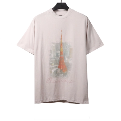 Balenciaga Tokyo Tower night view T-Shirts white 01