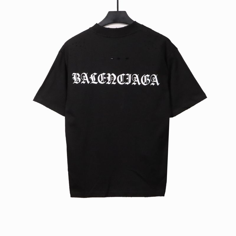  Balenciage torn Sanskrit T-shirts black