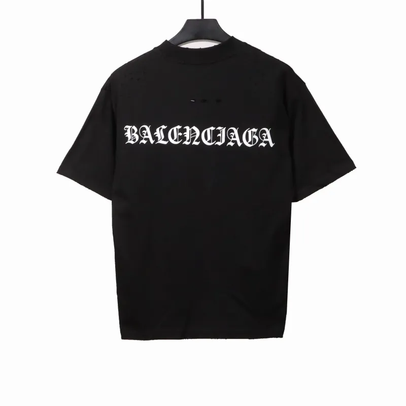  Balenciage torn Sanskrit T-shirts black