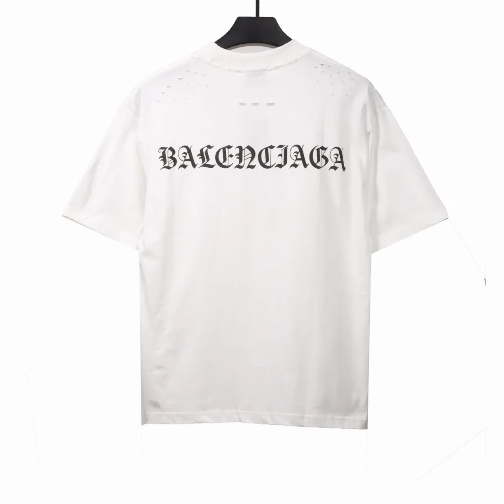  Balenciage torn Sanskrit T-shirts white