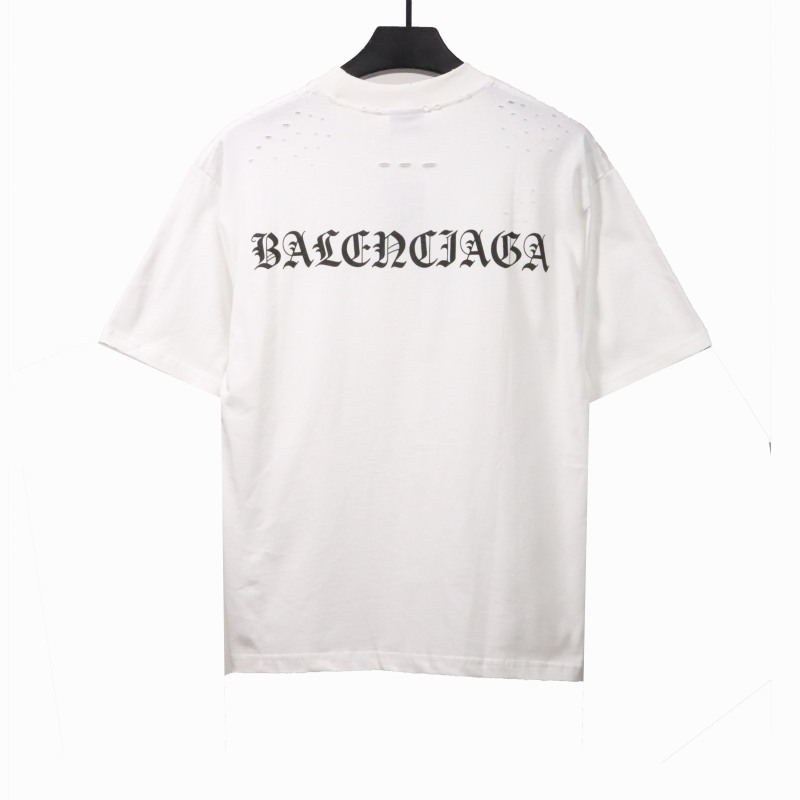  Balenciage torn Sanskrit T-shirts white