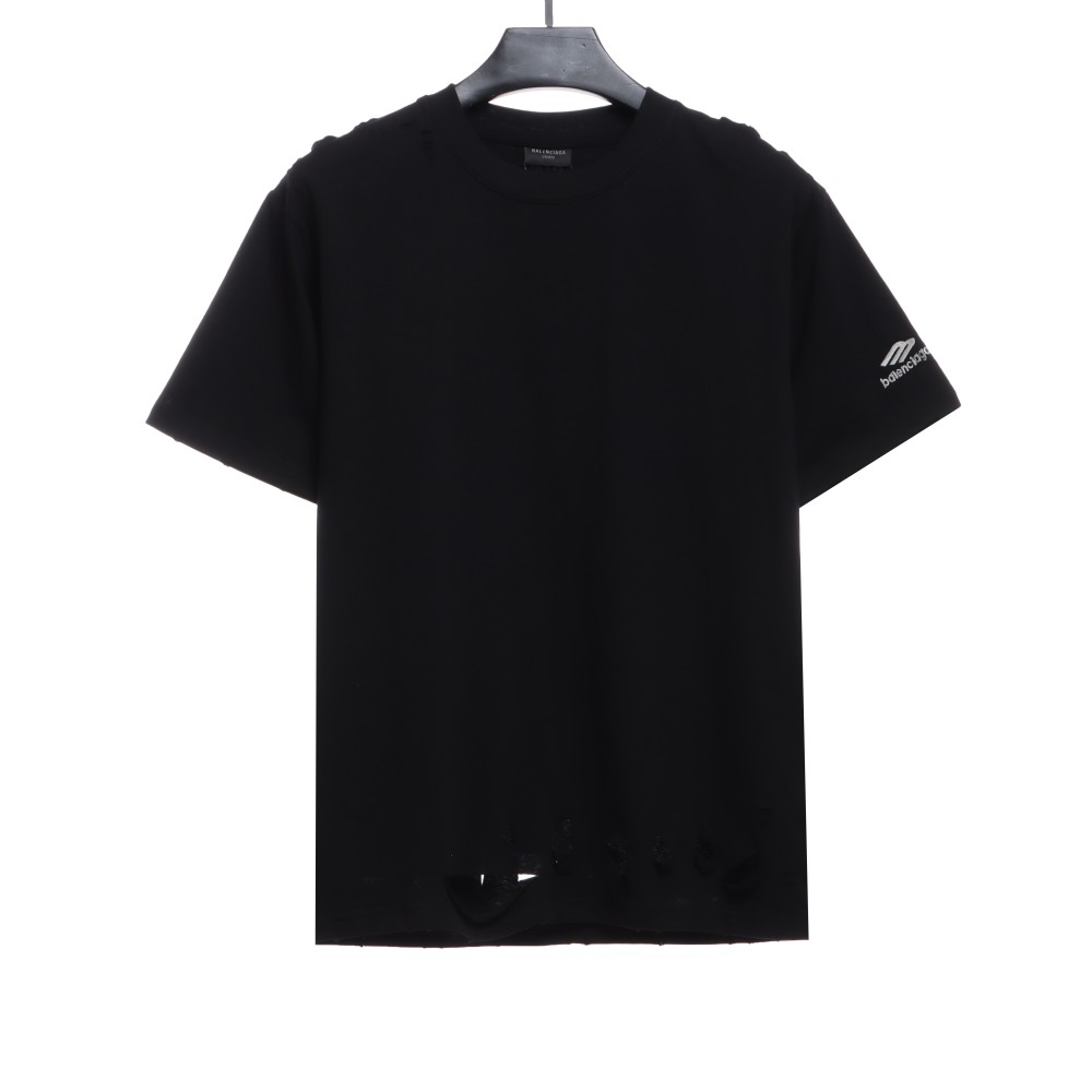  Balenciage BB badge destroyed embroidered T-Shirts