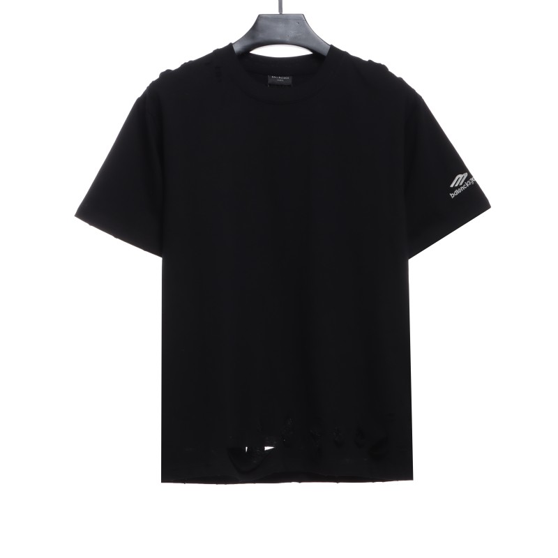 Balenciage BB badge destroyed embroidered T-Shirts