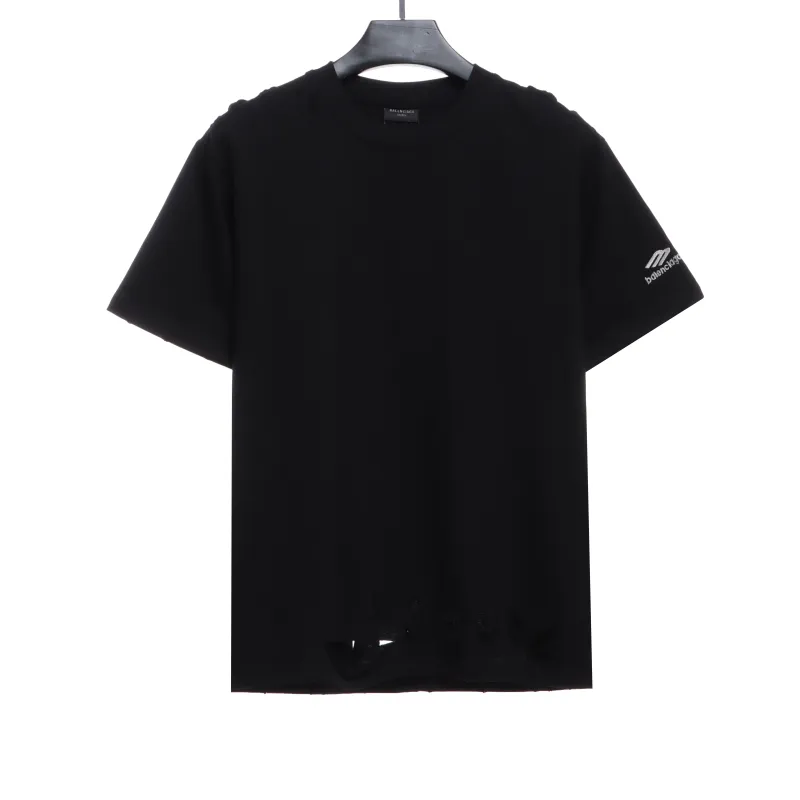  Balenciage BB badge destroyed embroidered T-Shirts