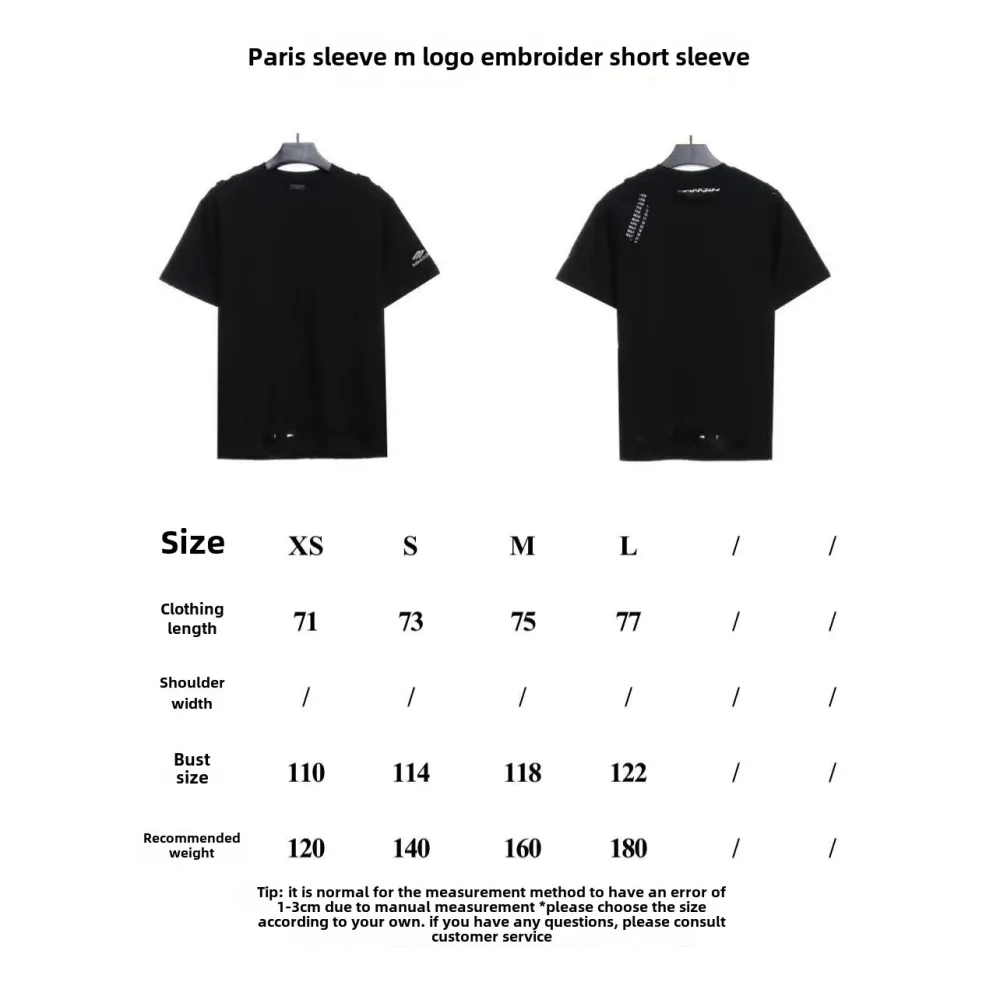  Balenciage BB badge destroyed embroidered T-Shirts