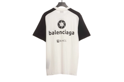 Balenciaga Black and White Splicing LOGO T-Shirts 02