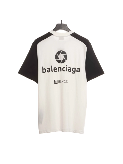 Balenciaga Black and White Splicing LOGO T-Shirts 02