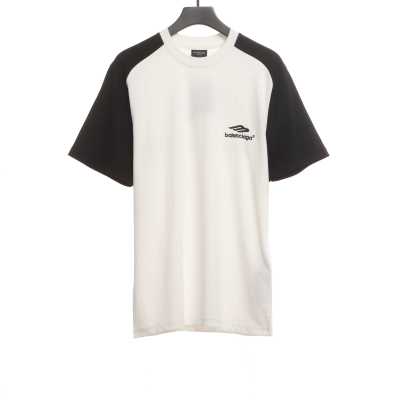  Balenciage Black and White Splicing LOGO T-Shirts 01