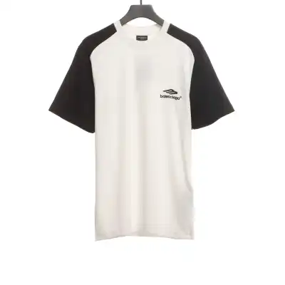  Balenciage Black and White Splicing LOGO T-Shirts 01