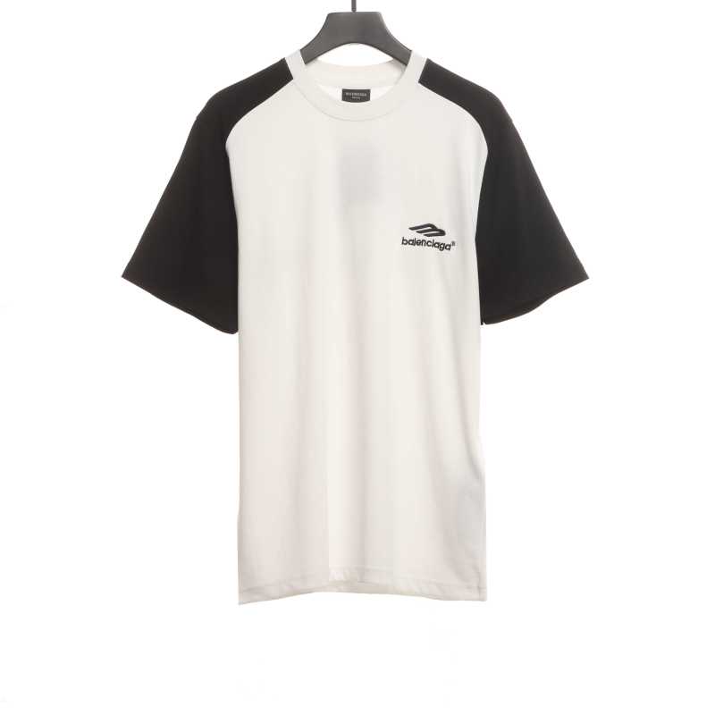  Balenciage Black and White Splicing LOGO T-Shirts
