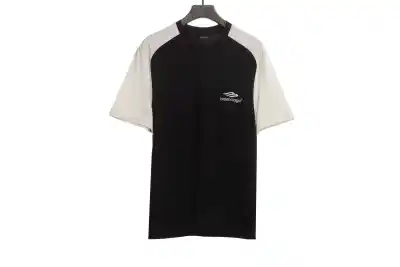 Balenciaga Black and White Splicing LOGO T-Shirts 2 01