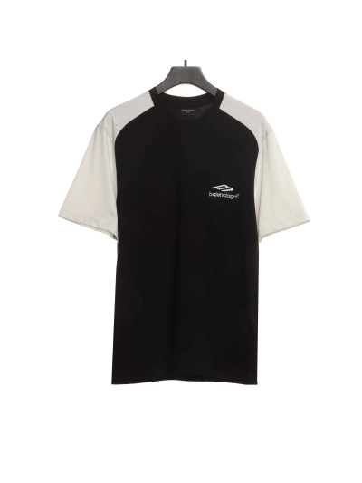 Balenciaga Black and White Splicing LOGO T-Shirts 2 01