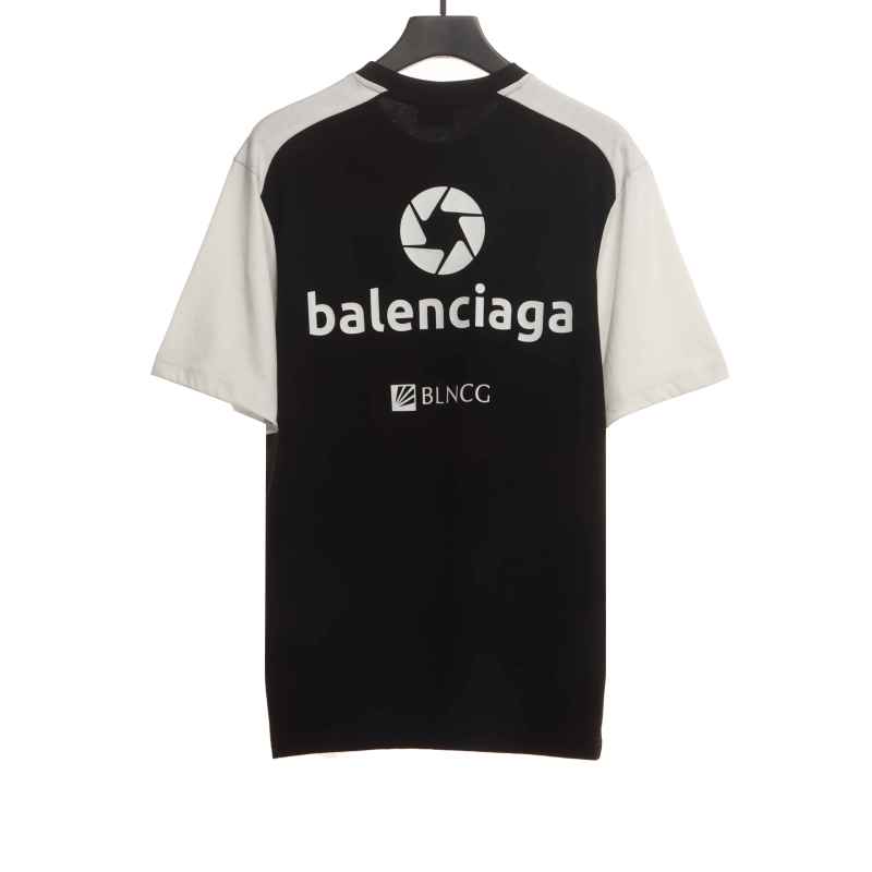  Balenciage Black and White Splicing LOGO T-Shirts 2