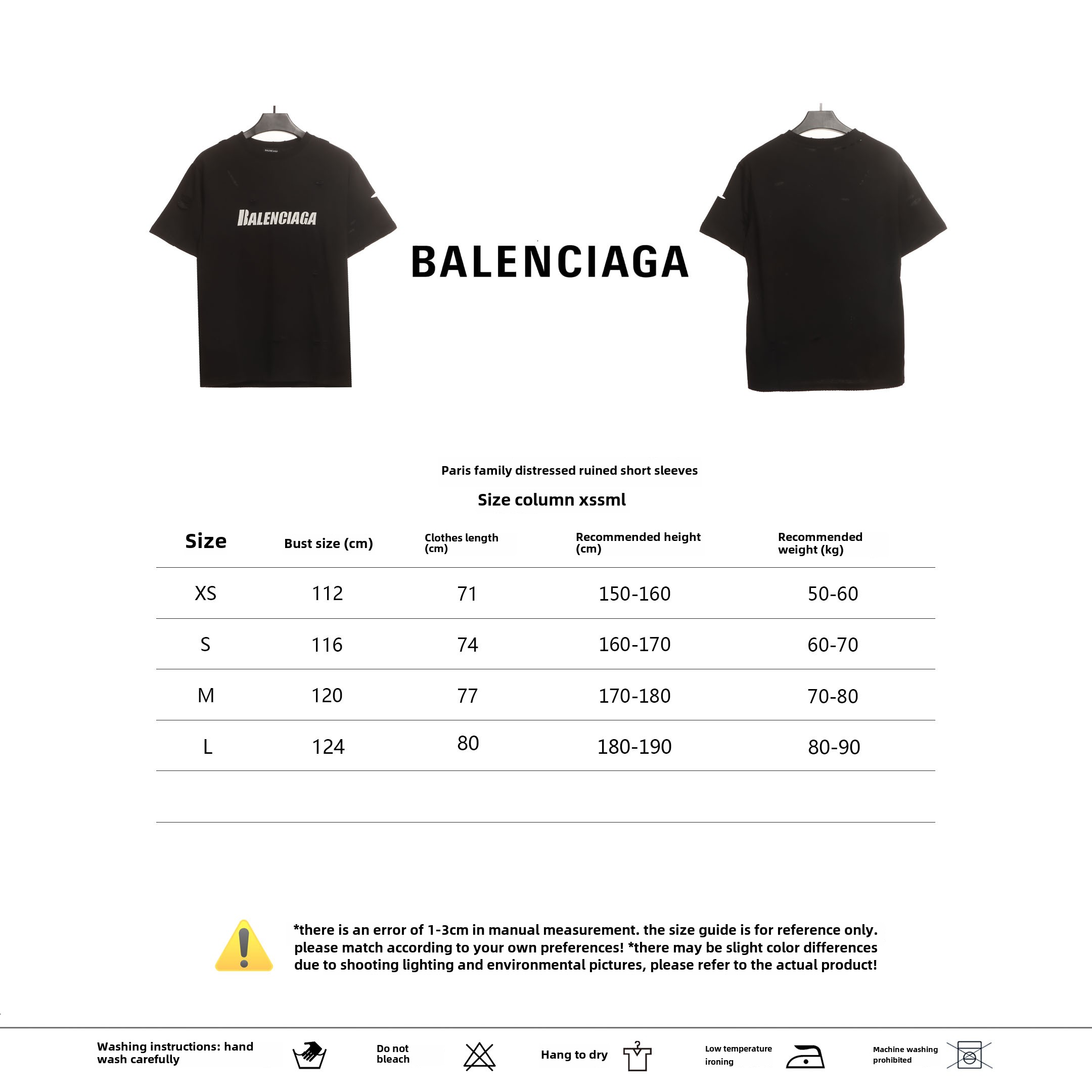 Balenciaga Distressed Damaged T-Shirts Black