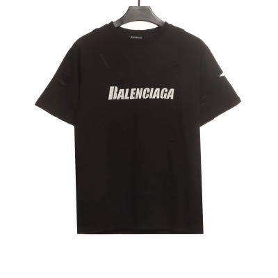 balenciaga Distressed Damaged T-Shirts Black 01
