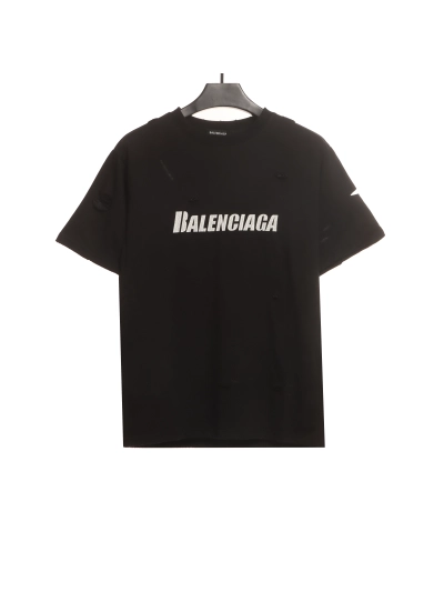 Balenciaga Distressed Damaged T-Shirts Black 01
