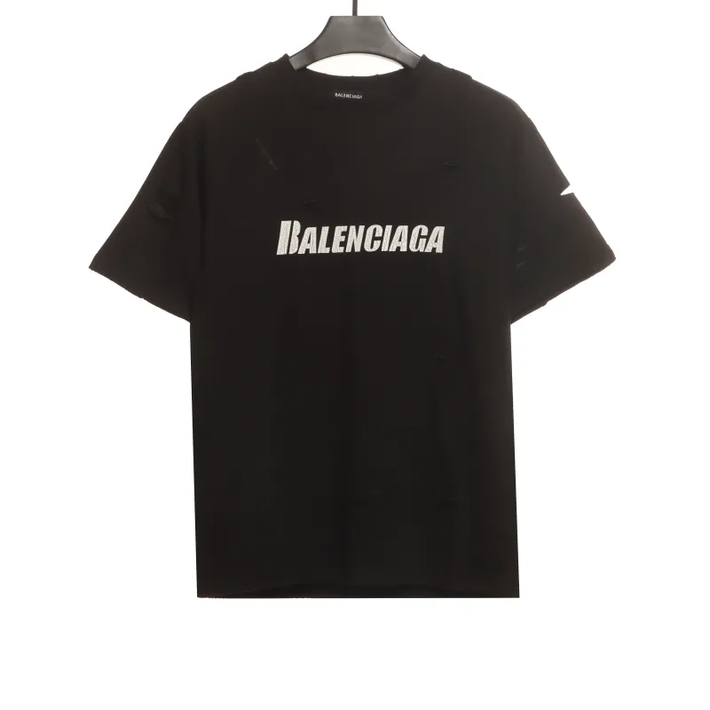  Balenciage Distressed Damaged T-Shirts Black