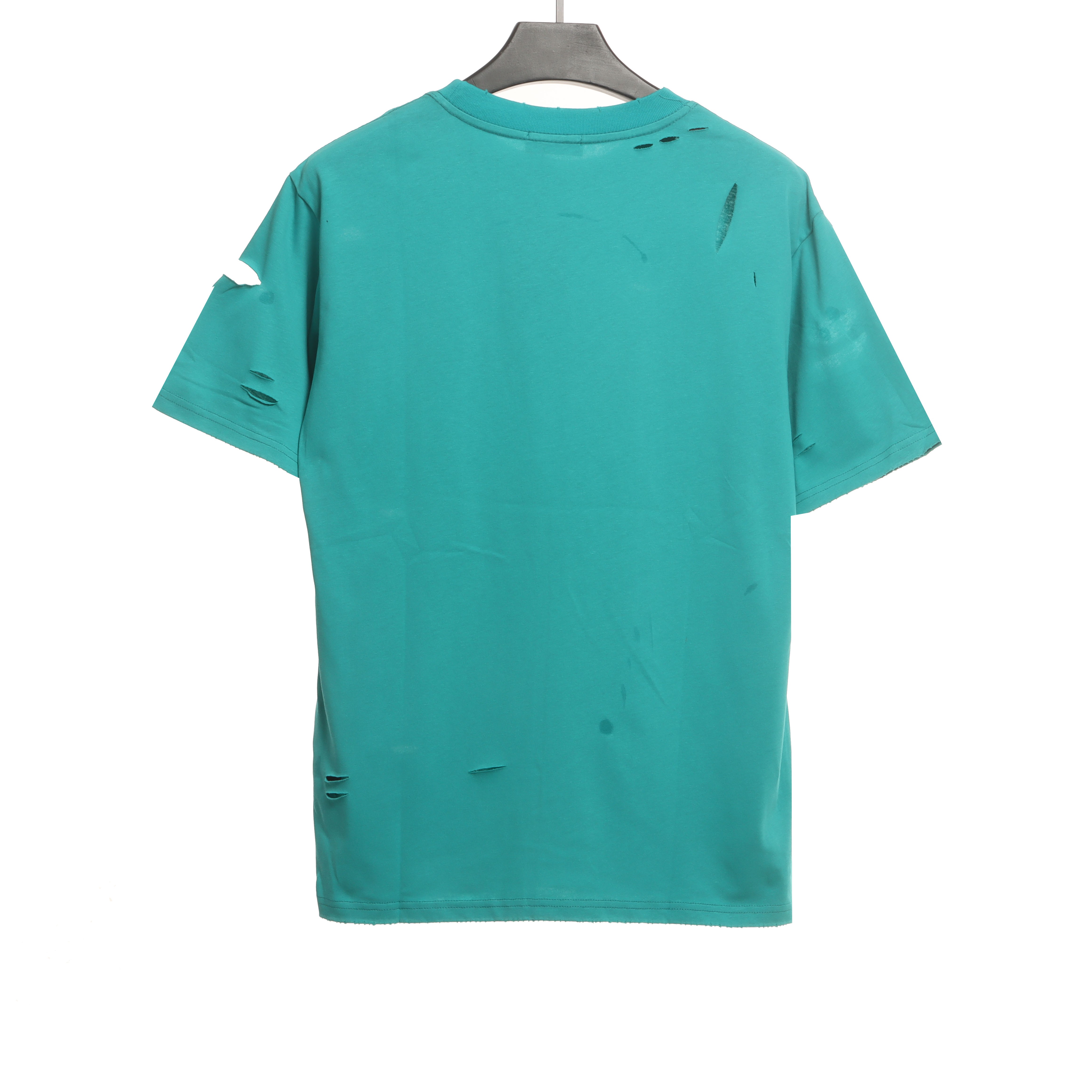 Balenciaga Distressed Damaged T-Shirts Lake Blue