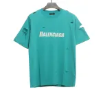  Balenciage Distressed Damaged T-Shirts Lake Blue