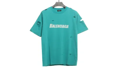 Balenciaga Distressed Damaged T-Shirts Lake Blue 01