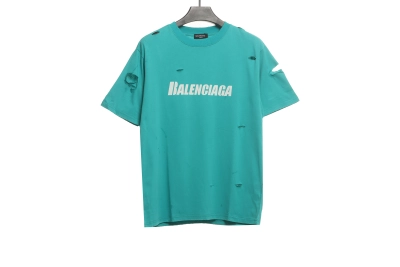 Balenciaga Distressed Damaged T-Shirts Lake Blue 01