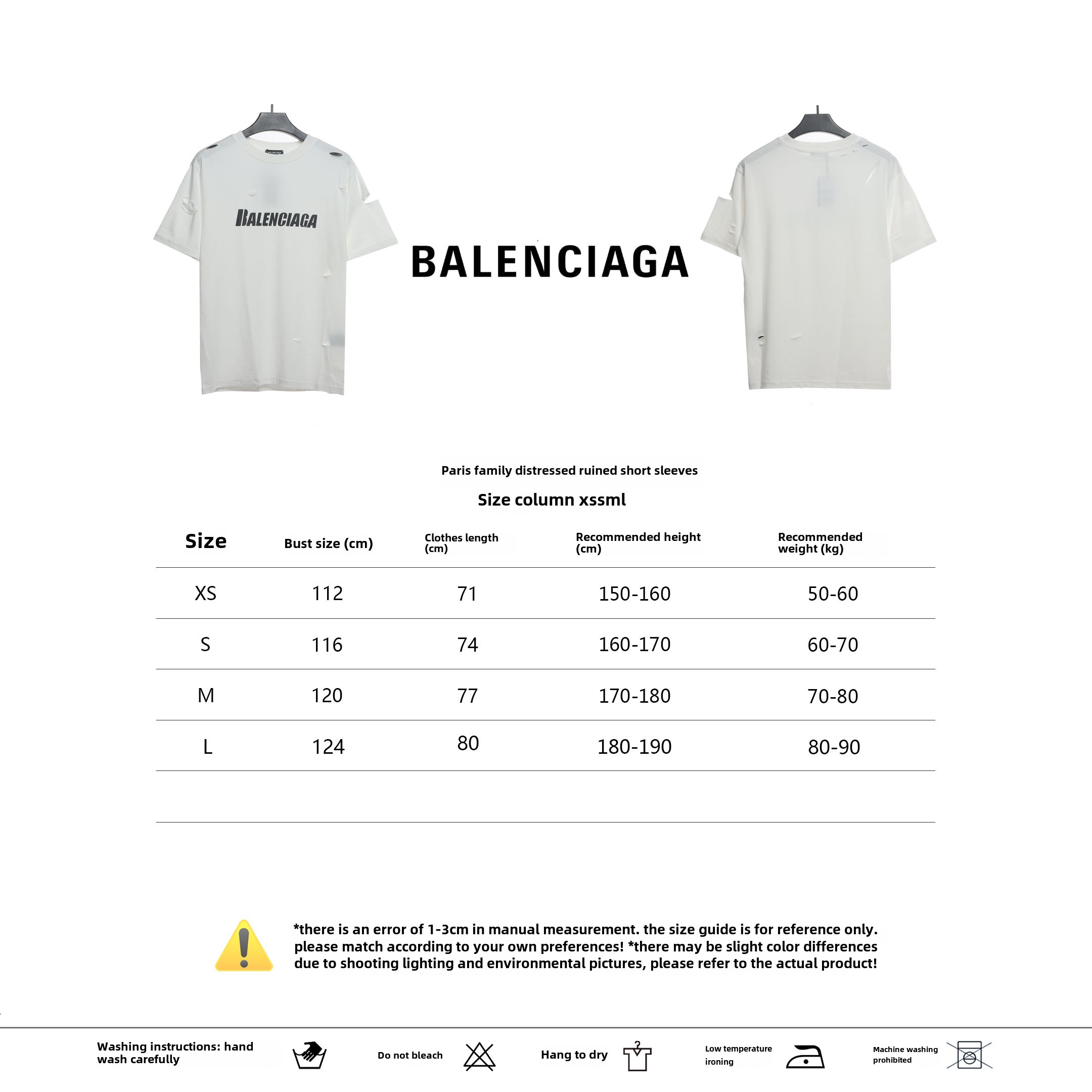 Balenciaga Distressed Damaged T-Shirts White