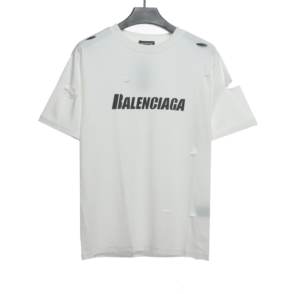  Balenciage Distressed Damaged T-Shirts White