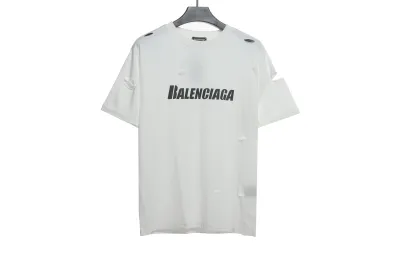 Balenciaga Distressed Damaged T-Shirts White 01