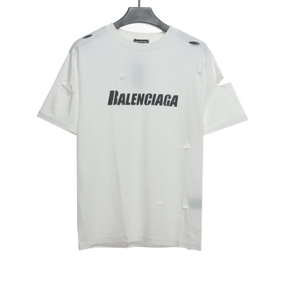 Balenciaga Distressed Damaged T-Shirts White 01