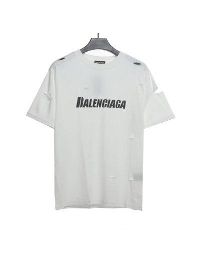 Balenciaga Distressed Damaged T-Shirts White 01