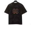 Balenciaga Distressed Mud-dyed Double B Printed T-Shirts Black 1