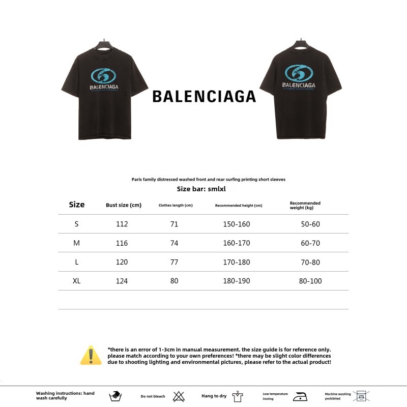  Balenciage Distressed Mud-dyed Double B Printed T-Shirts Black 2