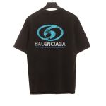  Balenciage Distressed Mud-dyed Double B Printed T-Shirts Black 2