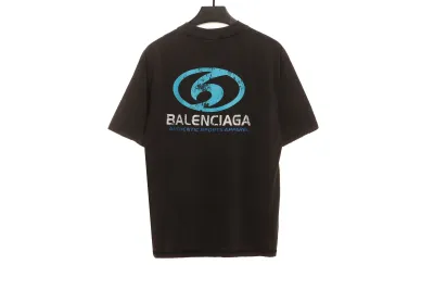 Balenciaga Distressed Mud-dyed Double B Printed T-Shirts Black 2 02