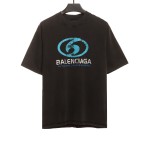  Balenciage Distressed Mud-dyed Double B Printed T-Shirts Black 2