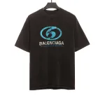 Balenciaga Distressed Mud-dyed Double B Printed T-Shirts Black 2