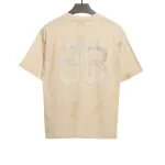Balenciaga Distressed Mud-dyed Double B Printed T-Shirts White