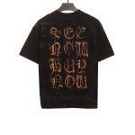  Balenciage Distressed Mud-dyed Sanskrit Printed T-Shirts Black