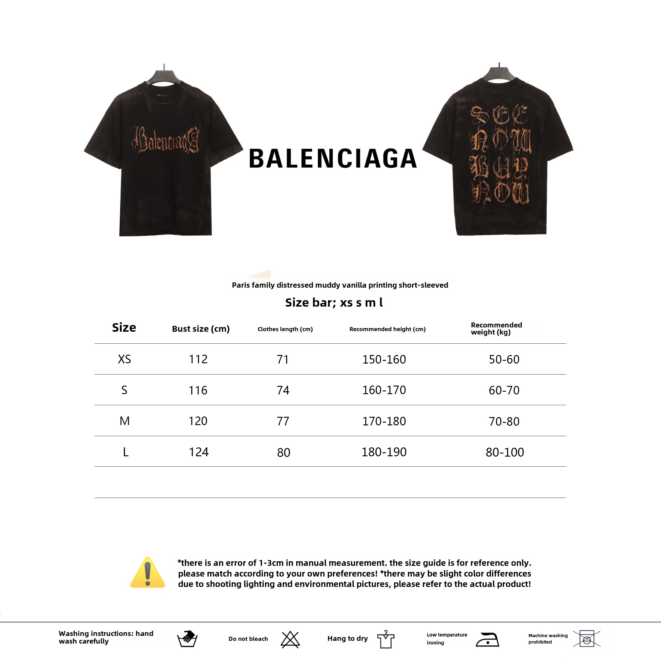Balenciaga Distressed Mud-dyed Sanskrit Printed T-Shirts Black