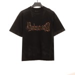  Balenciage Distressed Mud-dyed Sanskrit Printed T-Shirts Black