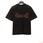  Balenciage Distressed Mud-dyed Sanskrit Printed T-Shirts Black