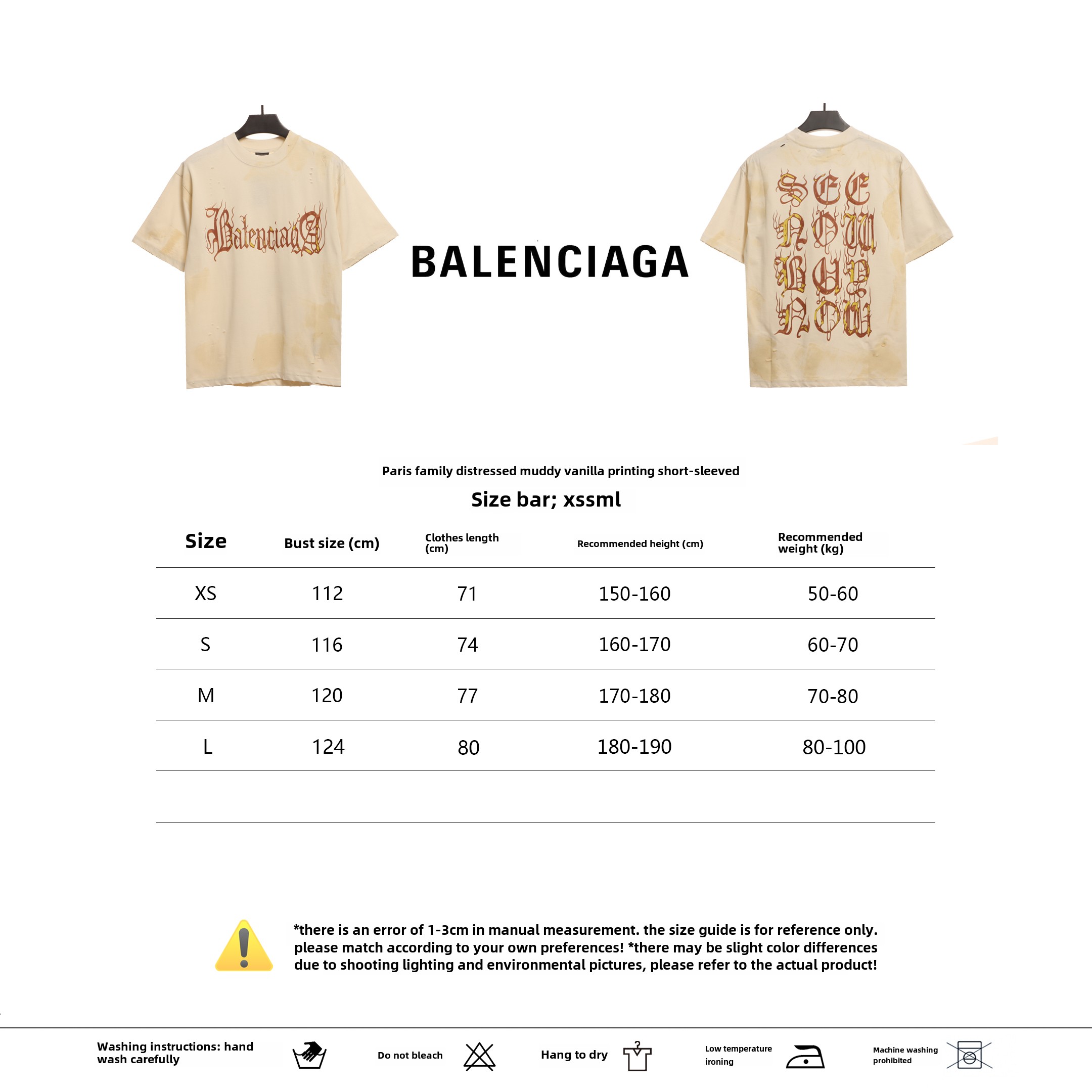 Balenciaga Distressed Mud-dyed Sanskrit Printed T-Shirts White