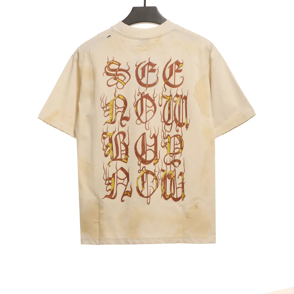  Balenciage Distressed Mud-dyed Sanskrit Printed T-Shirts White