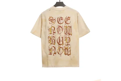 Balenciaga Distressed Mud-dyed Sanskrit Printed T-Shirts White 02
