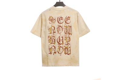 Balenciaga Distressed Mud-dyed Sanskrit Printed T-Shirts White 02