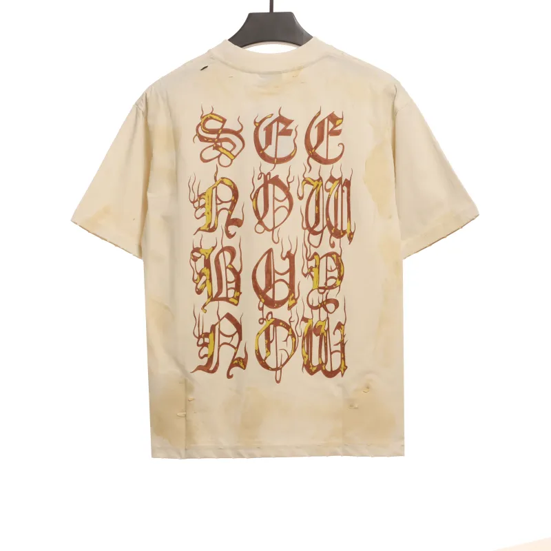  Balenciage Distressed Mud-dyed Sanskrit Printed T-Shirts White