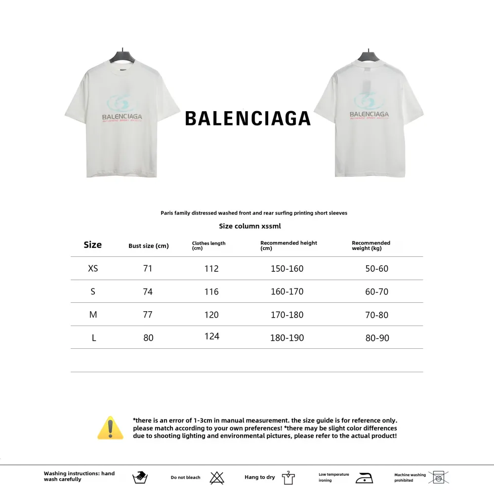  Balenciage Distressed Washed Front and Back Surf Printed T-Shirts 1
