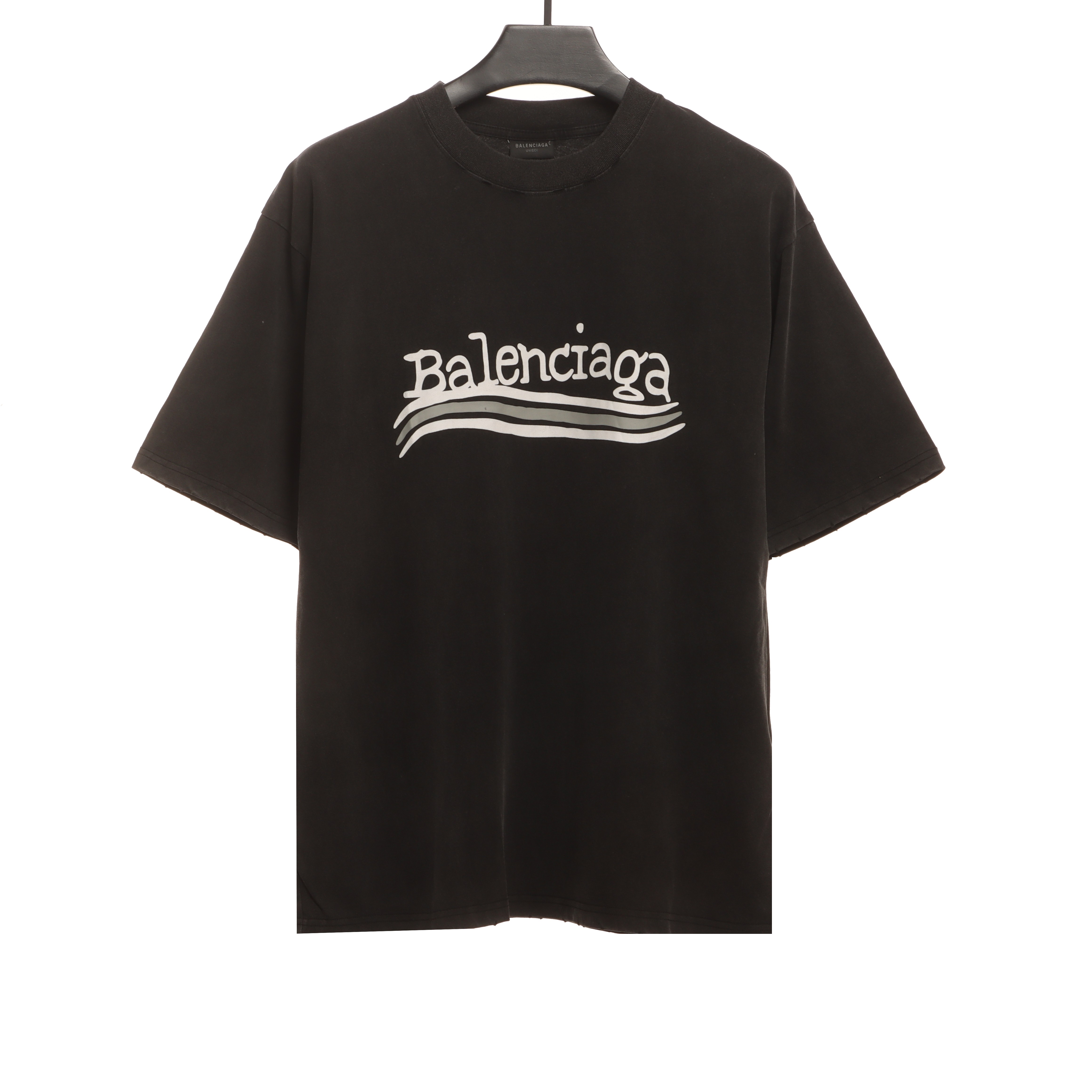 Balenciaga Distressed Washed Front and Back Surf Printed T-Shirts 2