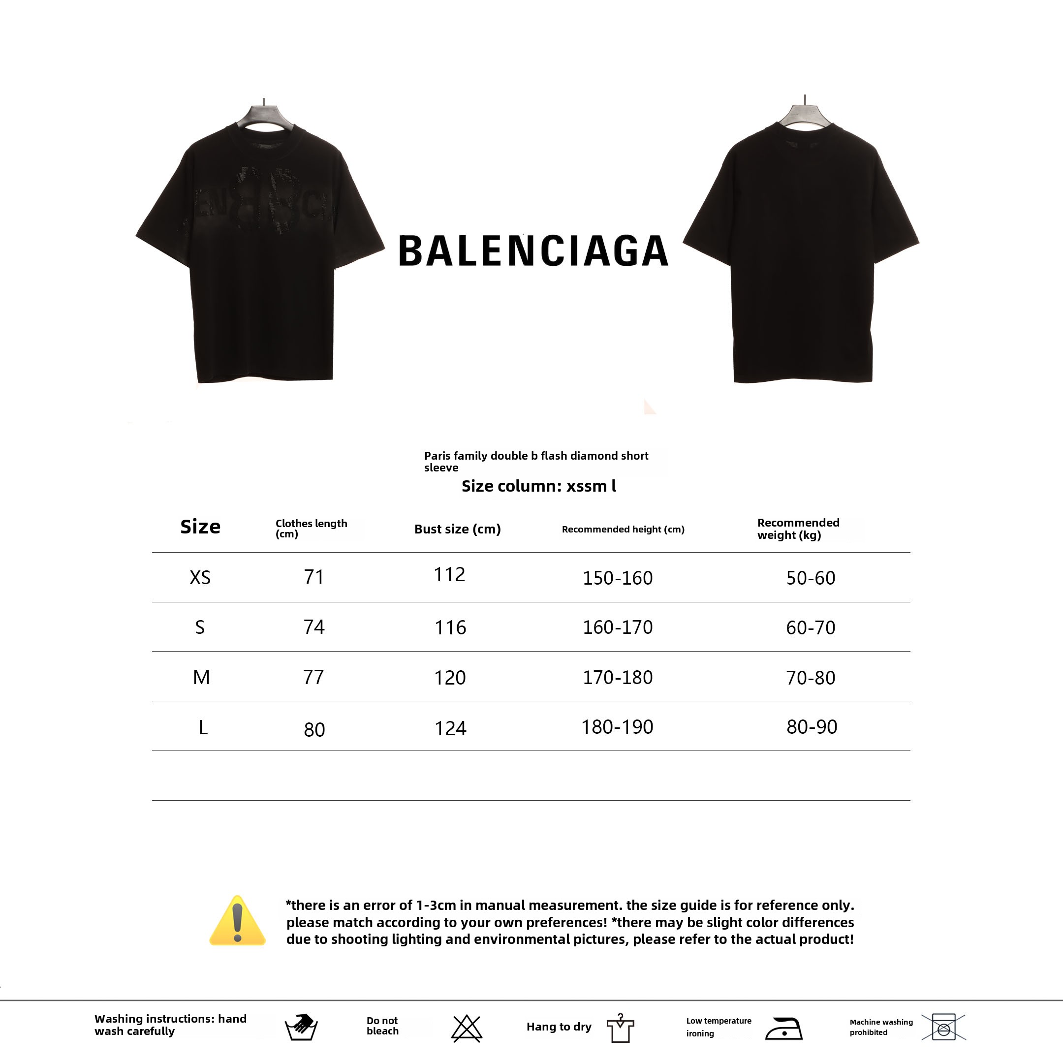 Balenciaga Double B Diamond T-Shirts Black