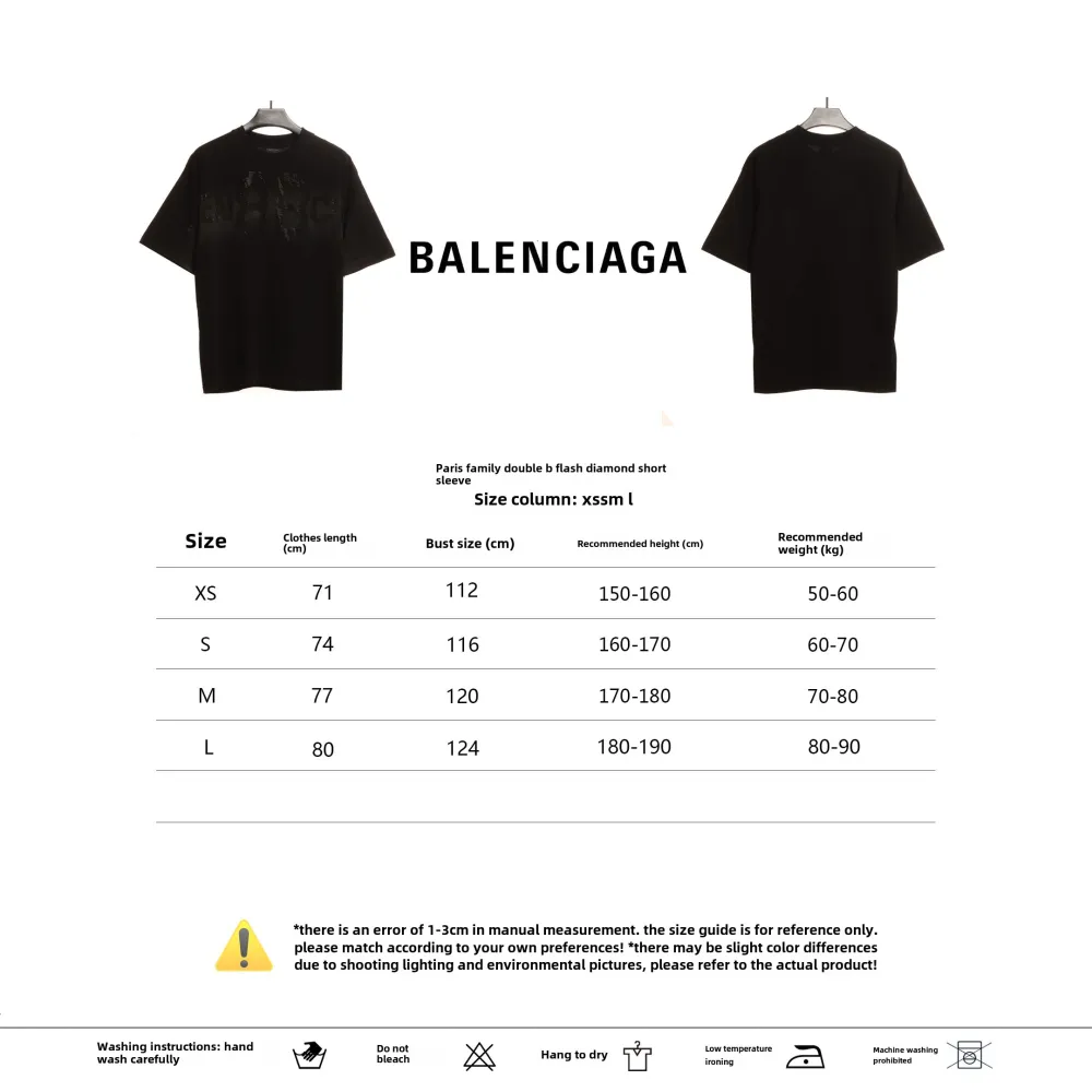  Balenciage Double B Diamond T-Shirts Black